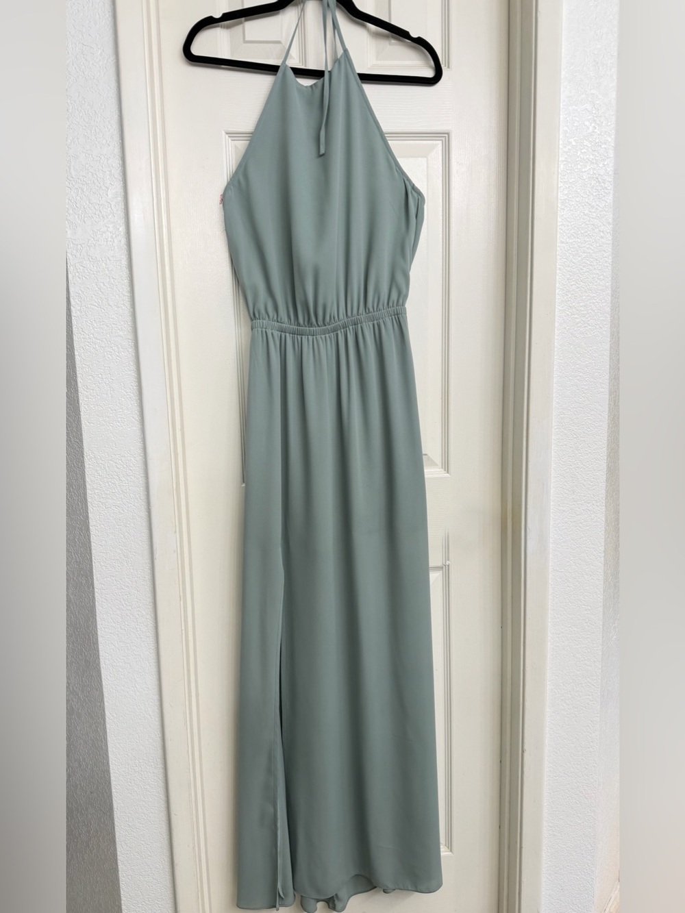 7206 Show Me Your MuMu Halter Maxi Dress in Sage Green